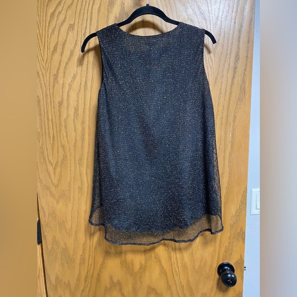 Cache Gold Metallic Knit Overlay Black Tank Top Sz XS - NWT - RETAIL $98 - Picture 8 of 8
